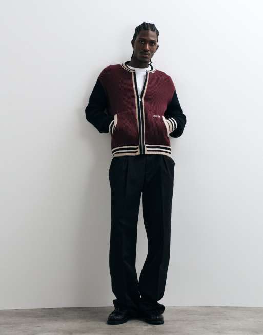 Pegador - Beget - Maglione pesante bordeaux e nero con zip, 3 di 5