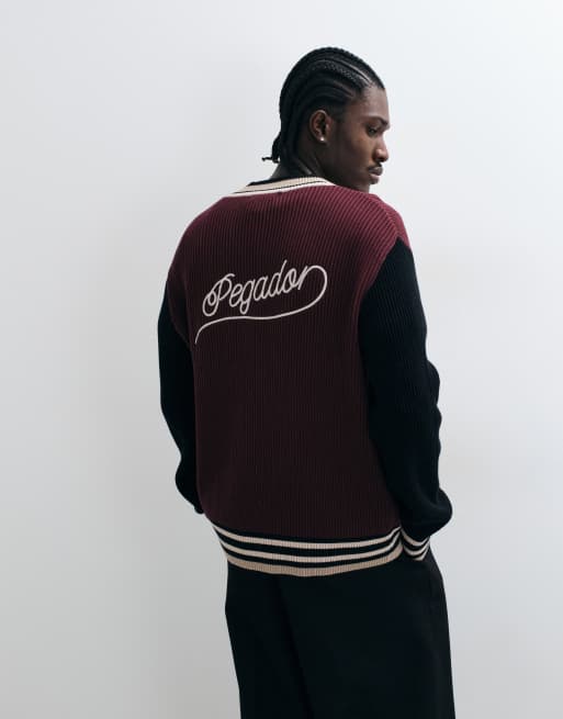 Pegador - Beget - Maglione pesante bordeaux e nero con zip, 4 di 5