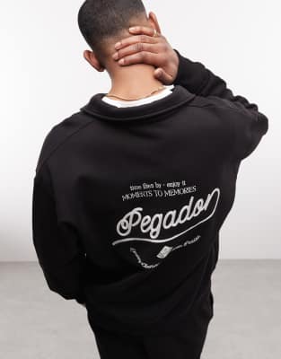 Pegador Belmonte Polo Sweatshirt With Back Print Logo In Black