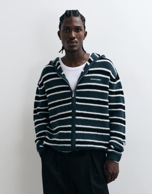 Pegador Benken Oversize-Strickhoodie mit Reißverschluss und Streifen in Multicolor, 1 von 5