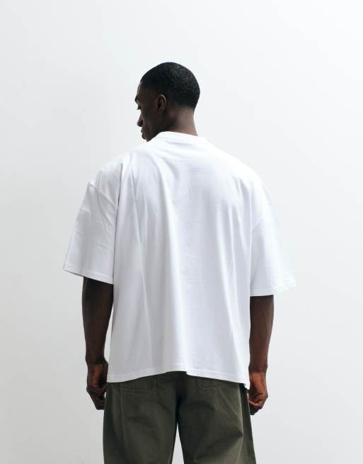 Pegador – Biały T-shirt oversize o pudełkowym kroju z logo, 5 z 5
