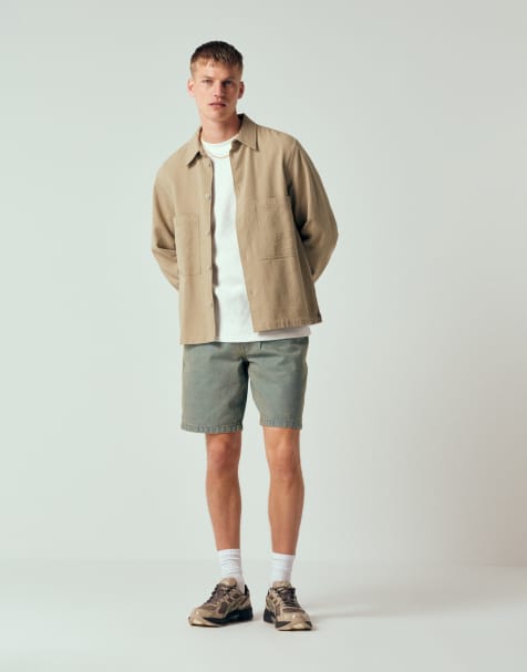 Pegador – Bostic – Blå, vintagetvättade, långa shorts i denim - view 1