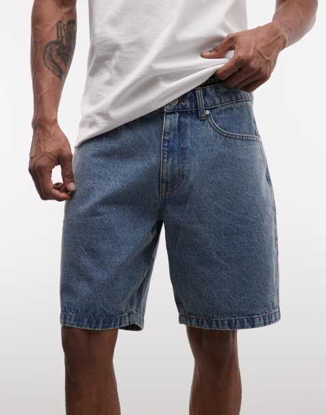 Pegador bostic denim jorts in washed blue - view 1