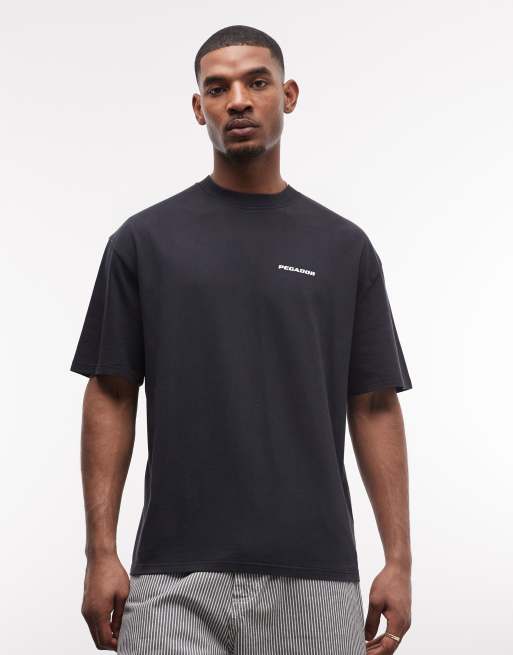 Pegador – Bovec – Svart t-shirt i oversize med tryck baktill, 2 av 5