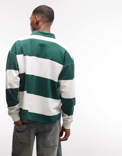 Pegador – Cameluccio – Langärmliges Polohemd in Grün mit asymmetrischen Streifen, 5 von 5