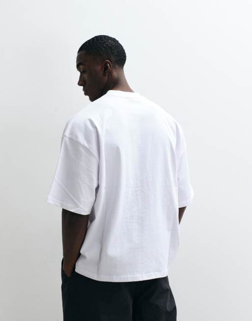 Pegador - Camiseta blanco goma de corte cuadrado extragrande con logo, 3 de 5