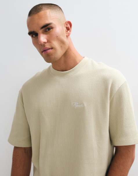 Pegador - camiseta oversize acanalada con logo Signar en beige - view 1
