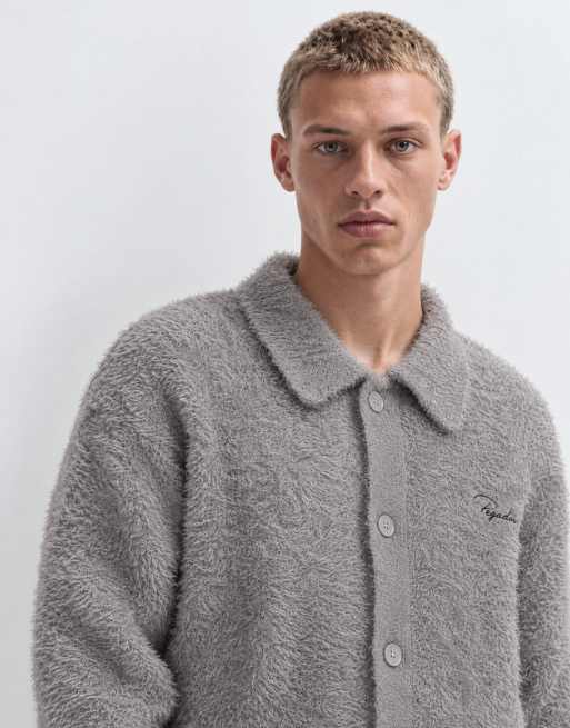 Pegador - cárdigan de punto con botones tipo polo en gris, 6 de 10