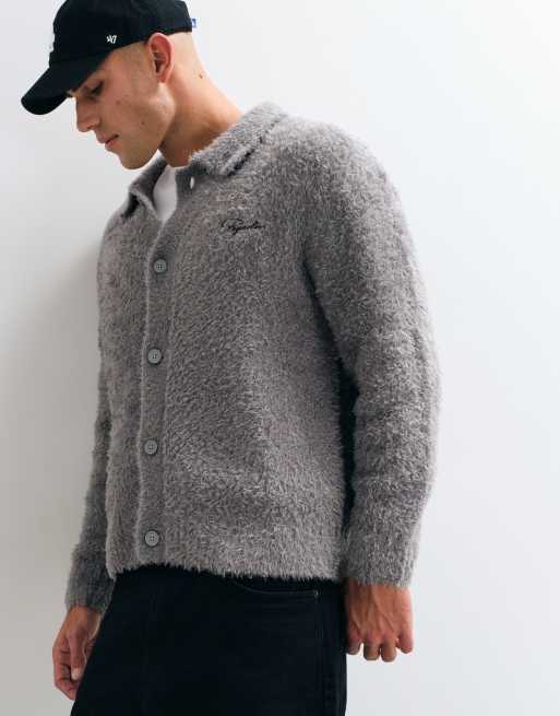 Pegador cardigan lavorato a maglia con bottoni, grigio, 4 di 10