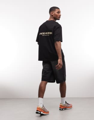 Pegador Colne Oversized Logo T-shirt With Back Print In Black