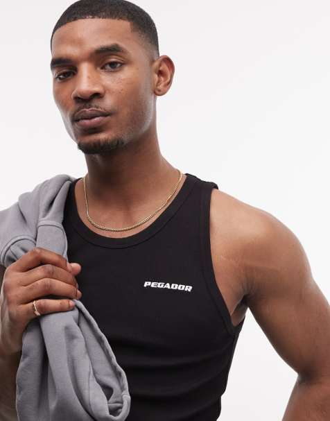 Pegador – Geripptes Trägershirt in Schwarz mit Logo - view 1