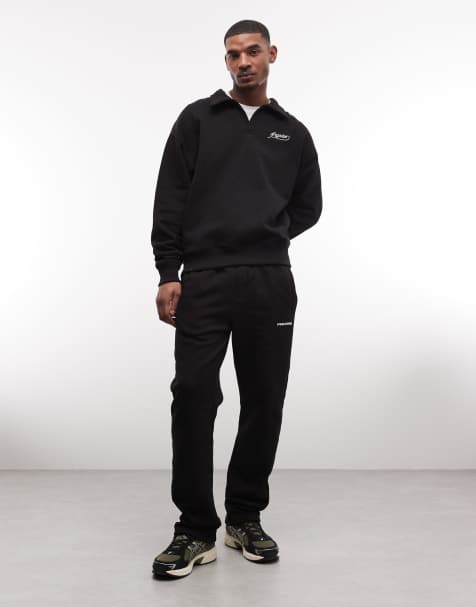 Pegador - Joggers a fondo ampio nero slavato con logo - view 1