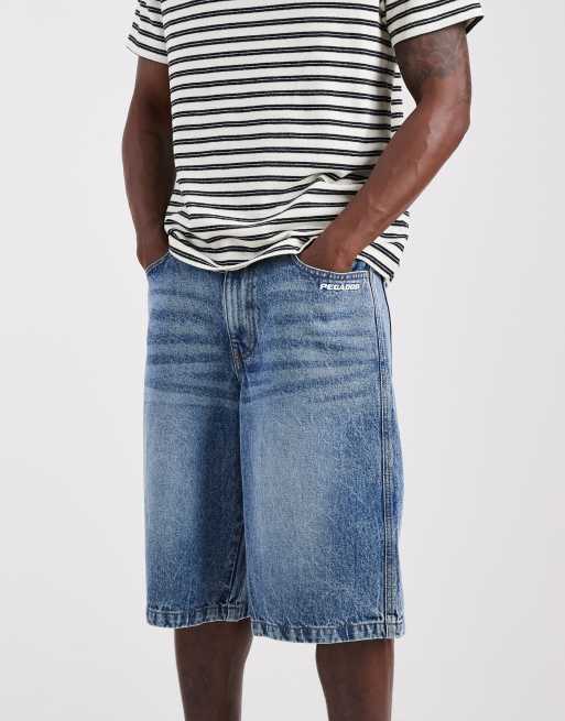 Pegador kolar denim jorts in washed blue, 3 of 5