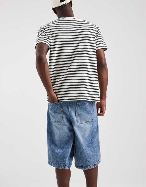 Pegador kolar denim jorts in washed blue, 4 of 5