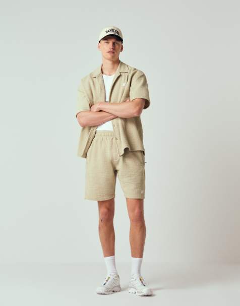Pegador libco knitted shirt and shorts co-ord in beige - view 1
