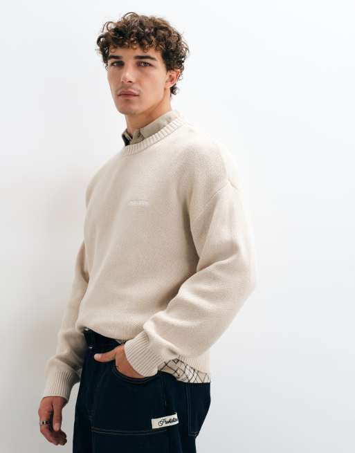 Pegador Logo Oversize-Strickpullover in Cremeweiß, 3 von 5