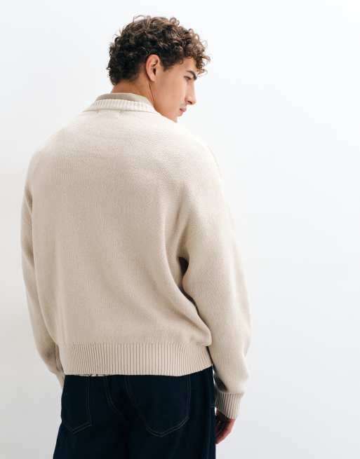 Pegador Logo Oversize-Strickpullover in Cremeweiß, 5 von 5