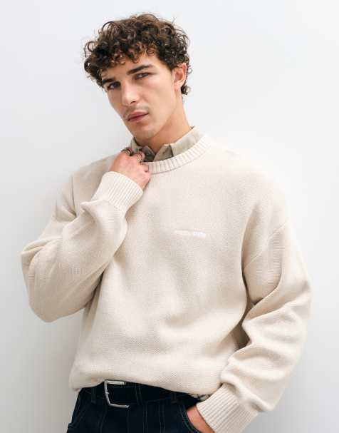 Pegador logo oversized striktrøje i creme - view 1