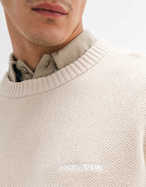 Pegador logo oversized striktrøje i creme, 2 af 5