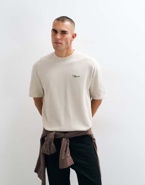 Pegador logo signar oversized rib T-shirt med korte ærmer i creme - view 1
