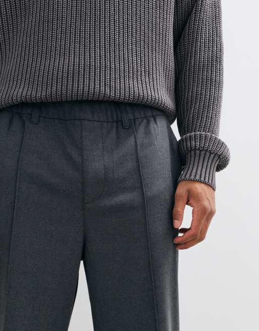 Pegador Montefalco pantaloni eleganti ampi a pieghe in grigio scuro, 3 di 5