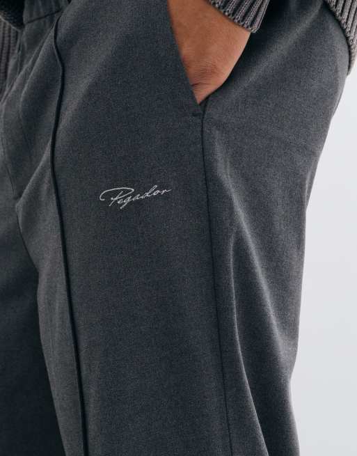 Pegador Montefalco pantaloni eleganti ampi a pieghe in grigio scuro, 4 di 5