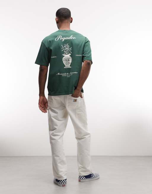 Pegador – Morcote – Blekgrön t-shirt i oversize med tryck baktill, 2 av 5