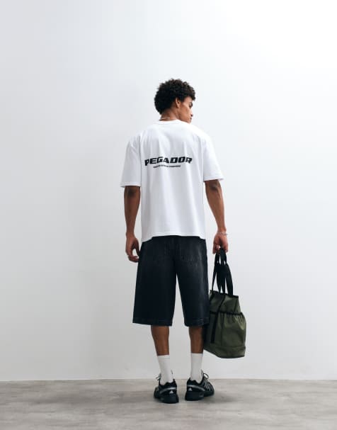 Pegador - Oversized T-shirt med logo i hvidt gummi i firkantet pasform - view 1