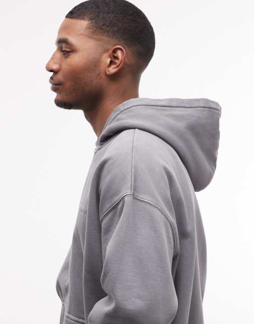 Pegador oversized zip up hoodie in vintage grey, 3 of 5
