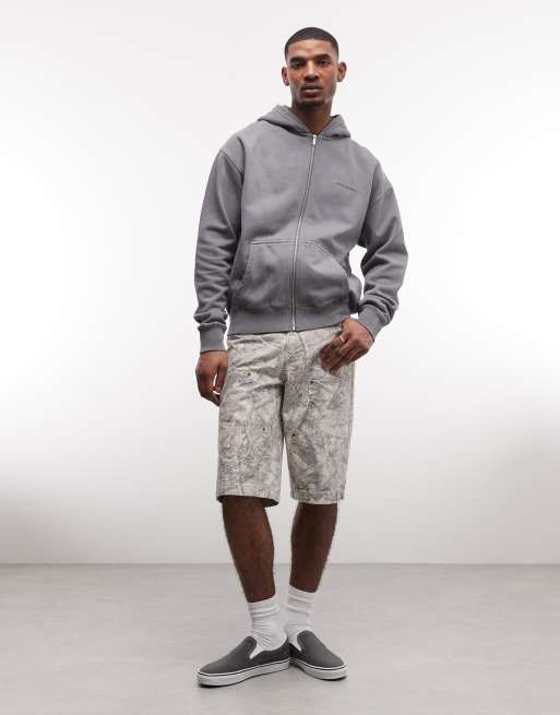 Pegador oversized zip up hoodie in vintage grey, 4 of 5