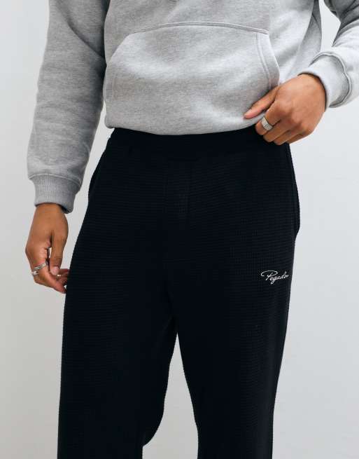 Pegador pantalon habillé gaufré à jambe large noir, 5 de 5
