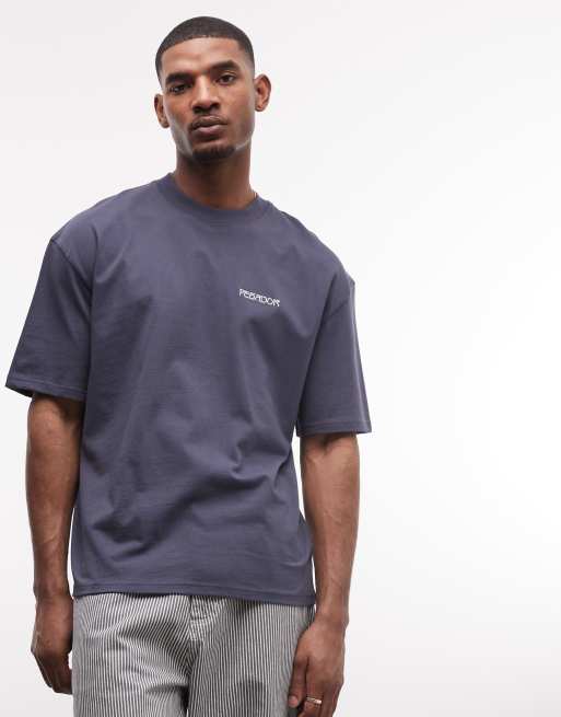 Pegador - Ravello - T-shirt oversize blu crepuscolo con grafica e stampa sul retro , 5 di 5