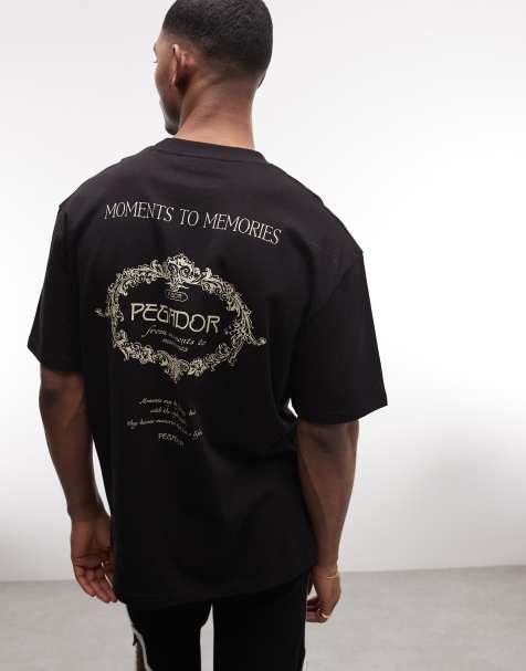 PEGADOR Reine oversized graphic t-shirt with back and chest print in washed black - view 1