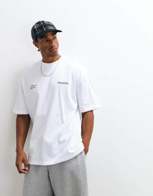 Pegador Rochefort grafisk oversized T-shirt i hvid, 2 af 5