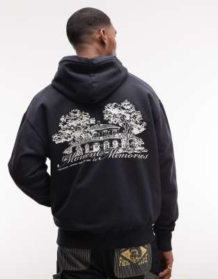 Pegador Rochefort Oversized Hoodie With Back Print Graphic In Black