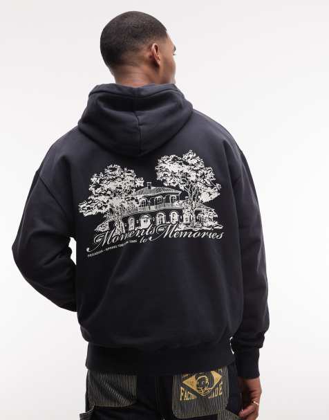 Pegador Rochefort oversized hoodie with back print graphic in vintage black - view 1