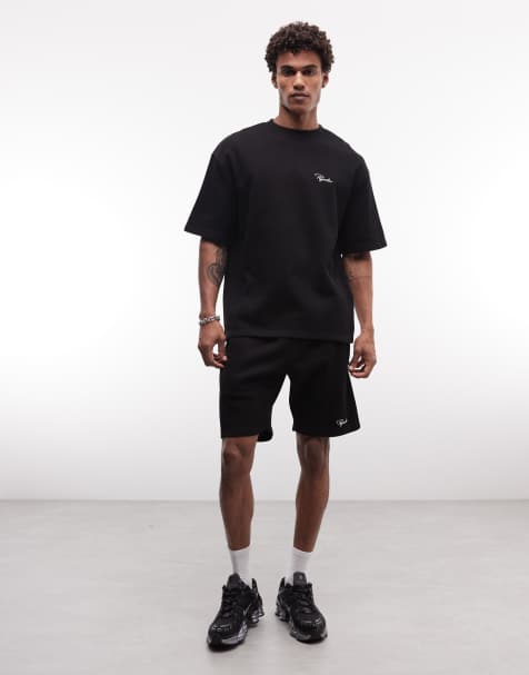 Pegador signar heavy rib shorts co-ord in washed black - view 1