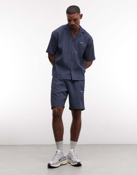 Pegador Signar plissé t-shirt and shorts set in twilight blue - view 1