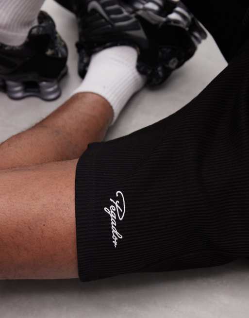 Pegador – Signar – Schwere, gerippte Shorts in verwaschenem Schwarz, Kombiteil, 2 von 5