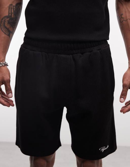 Pegador – Signar – Schwere, gerippte Shorts in verwaschenem Schwarz, Kombiteil, 3 von 5
