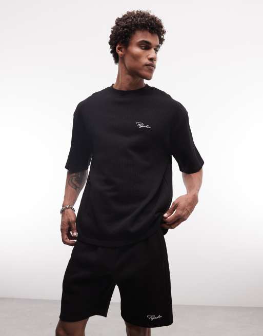 Pegador – Signar – Schwere, gerippte Shorts in verwaschenem Schwarz, Kombiteil, 4 von 5