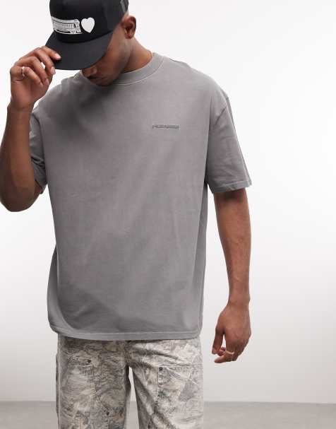 Pegador – Szary T-shirt oversize w stylu vintage z logo - view 1