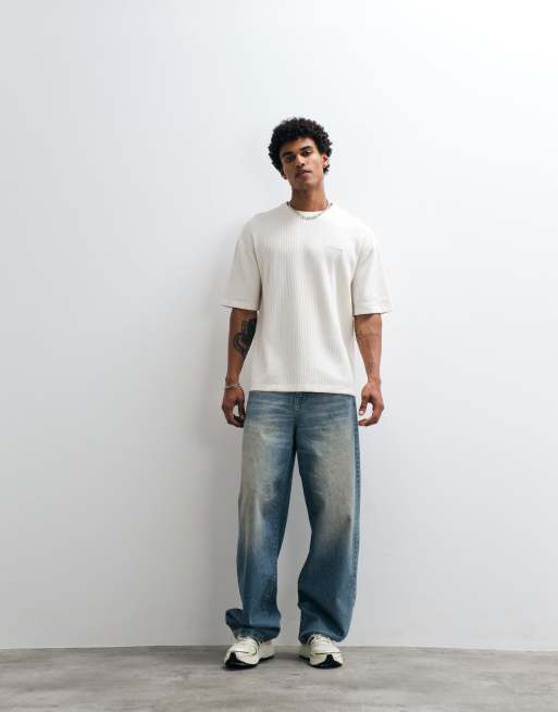Pegador - T-shirt girocollo in maglia strutturata bianco caldo, 2 di 5