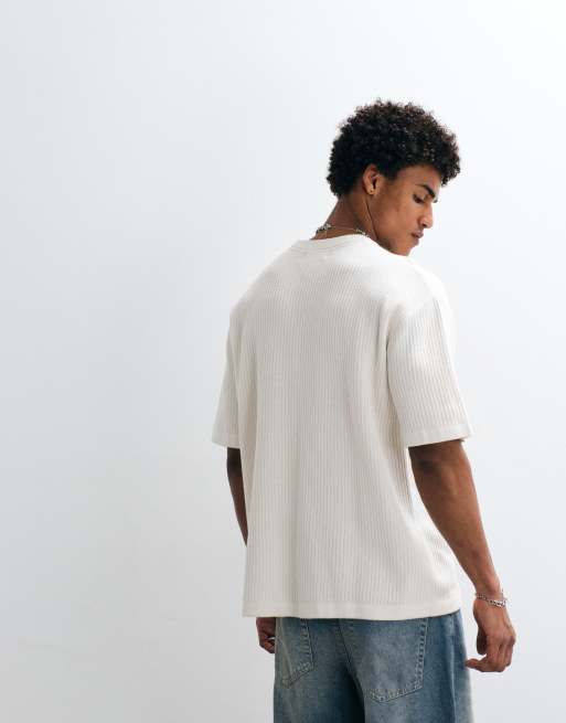 Pegador - T-shirt girocollo in maglia strutturata bianco caldo, 5 di 5