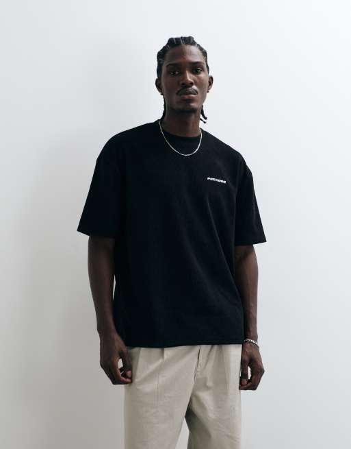 Pegador - T-shirt oversize en maille côtelée douce à logo Lagos - Noir, 3 de 5
