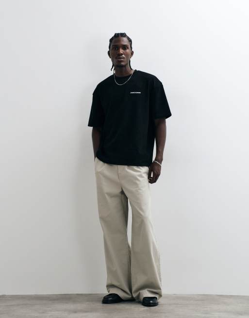 Pegador - T-shirt oversize en maille côtelée douce à logo Lagos - Noir, 4 de 5