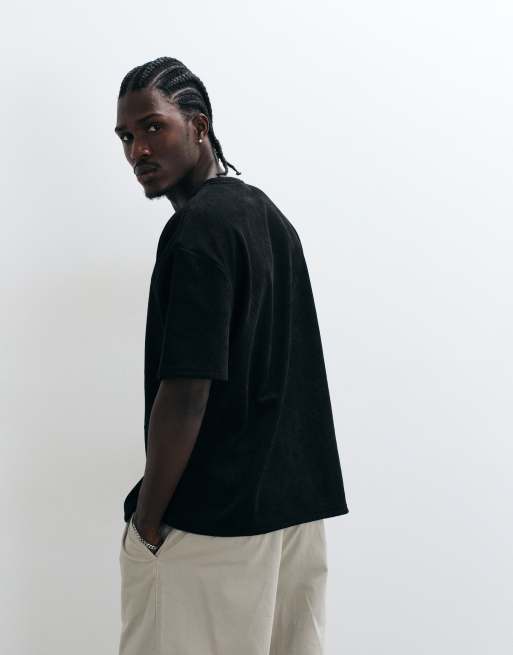 Pegador - T-shirt oversize en maille côtelée douce à logo Lagos - Noir, 5 de 5