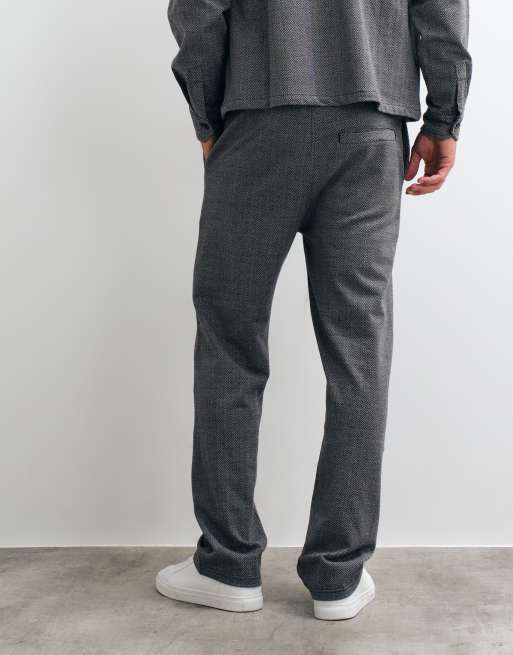 Pegador Tivoli bukser i herringbone med brede ben, smart co-ord i vasket sort, 3 af 5