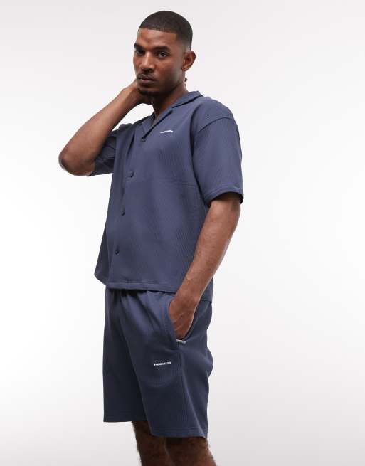 Pegador Signar plissé t-shirt and shorts set in twilight blue, 2 of 3