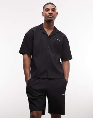 Pegador Troy Plissee Summer Shirt Co-ord In Black